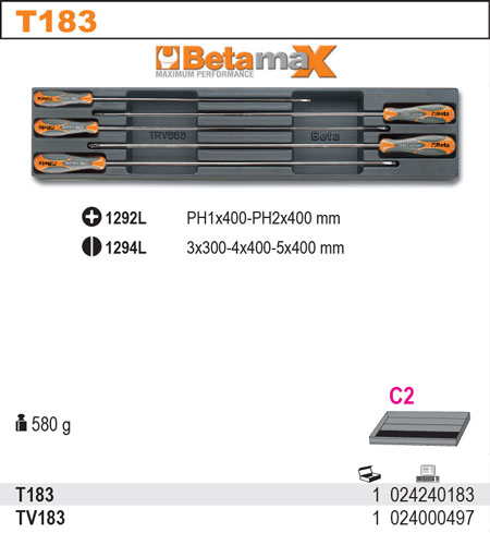 SADA ŠROUBOVÁKŮ-MODEL 2424/T183 5KS V PODESTĚ Z PVC.