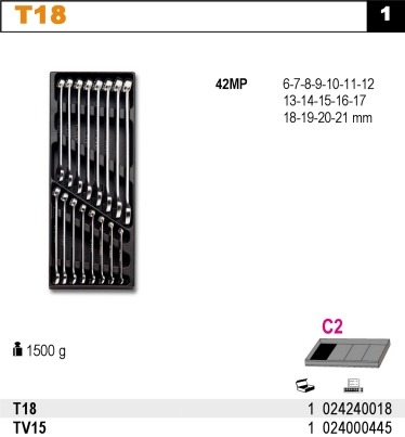SADA KLÍČŮ-MODEL 2424/T18 16KS  V PODESTĚ Z PVC