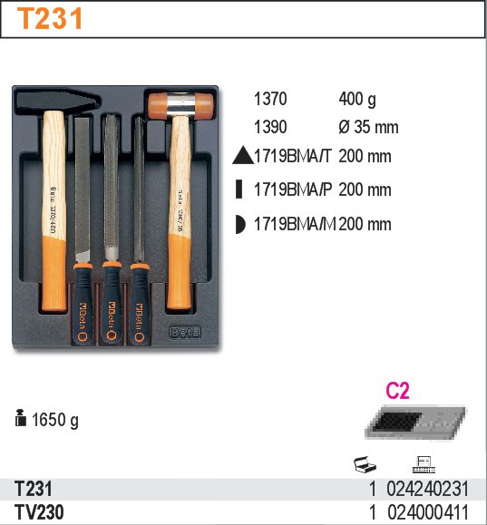 SADA NÁŘADÍ-MODEL 2424/T231 5KS V PODESTĚ Z PVC.