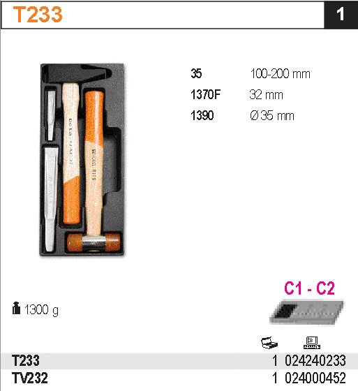 SADA NÁŘADÍ-MODEL 2424/T233 4KS V PODESTĚ Z PVC.