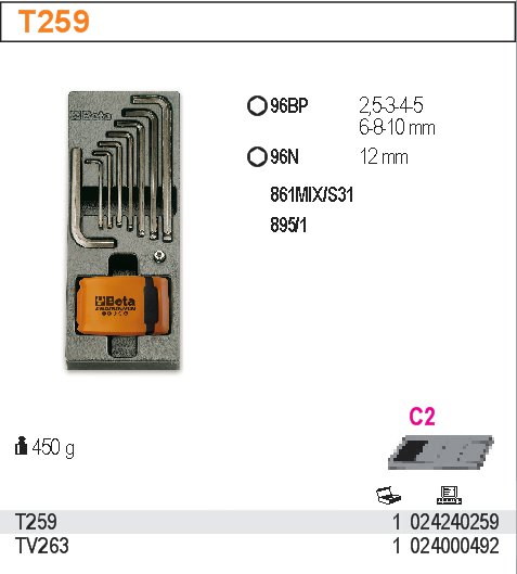 SADA NÁŘADÍ-MODEL 2424/T259 40KS V PODESTĚ Z PVC