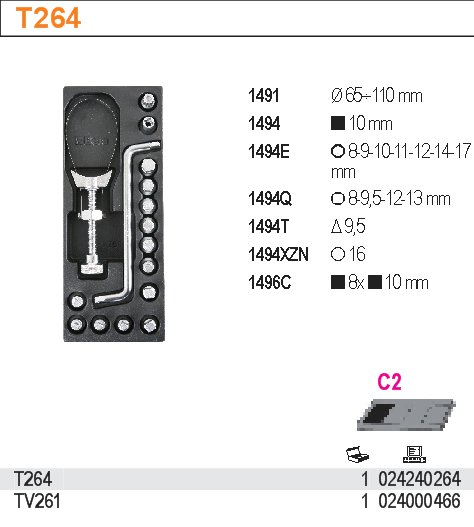 SADA NÁŘADÍ-MODEL 2424/T264 16KS V PODESTĚ Z PVC