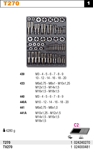 SADA NÁŘADÍ-MODEL 2424/T270 60KS V PODESTĚ Z PVC