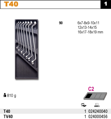 SADA KLÍČŮ-MODEL 2424/T40 7KS  V PODESTĚ Z PVC.