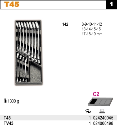 SADA KLÍČŮ-MODEL 2424/T45 12KS  V PODESTĚ Z PVC.