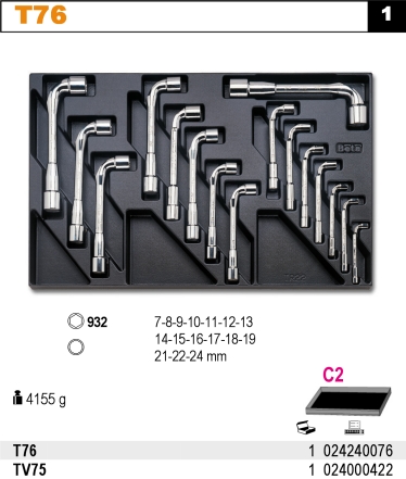 SADA KLÍČŮ-MODEL 2424/T76 16KS V PODESTĚ Z PVC.