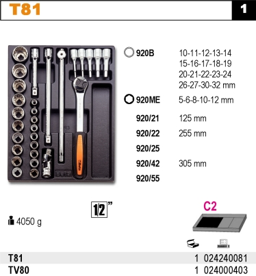 SADA NÁŘADÍ-MODEL 2424/T81 29KS V PODESTĚ Z PVC