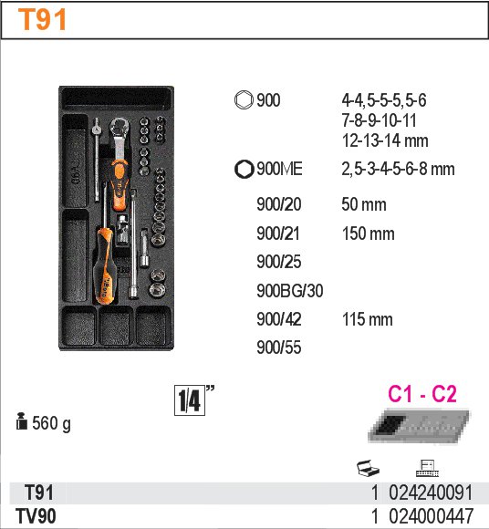 SADA NÁŘADÍ-MODEL 2424/T91 25KS V PODESTĚ Z PVC.