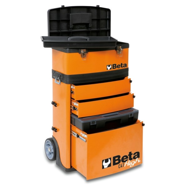VOZÍK NA NÁŘADÍ SE 2 MODULY, ORANŽOVÝ, 4100/C41HO