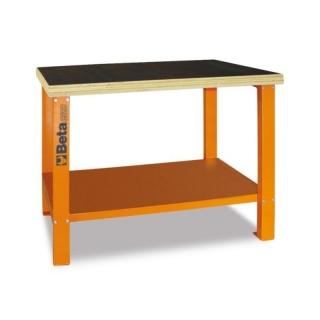 PRACOVNÍ STŮL SE DŘEVĚNOU PRACOVNÍ DESKOU, ORANŽOVÝ, C58B-O