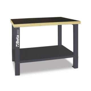 PRACOVNÍ STŮL SE DŘEVĚNOU PRACOVNÍ DESKOU, ŠEDÝ, C58B-G