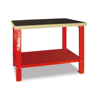 PRACOVNÍ STŮL SE DŘEVĚNOU PRACOVNÍ DESKOU, ČERVENÝ, C58B-R